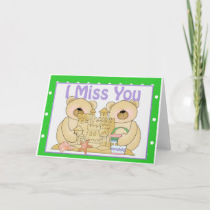 Teddy Bears on the Beach Miss You Greeting Card