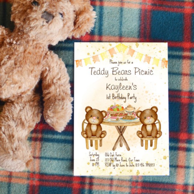 Teddy bears picnic birthday party invitation (Creator Uploaded)