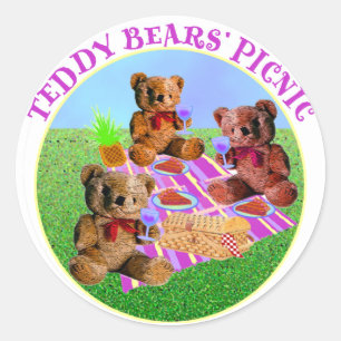 Teddy Bears Picnic Classic Round Sticker