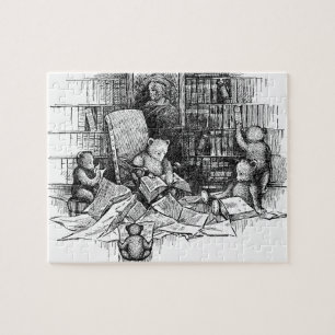 Teddy Bears Reading in the Library Jigsaw Puzzle