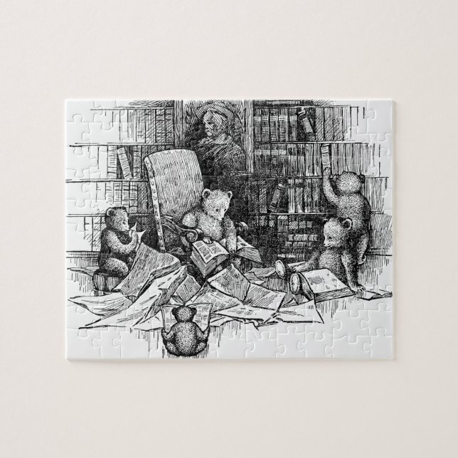 Teddy Bears Reading in the Library Jigsaw Puzzle (Horizontal)