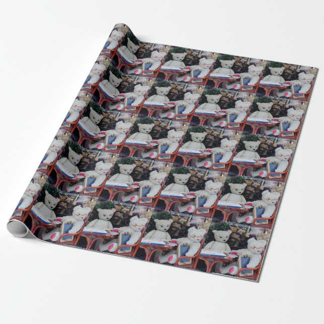 Teddy Bears Reading Lessons Wrapping Paper (Unrolled)