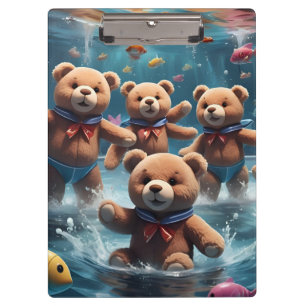 Teddy Bears Swimming in a Pool of Fish Clipboard