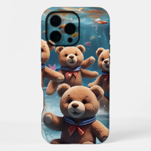 Teddy Bears Swimming in a Pool of Fish iPhone 16 Pro Max Case
