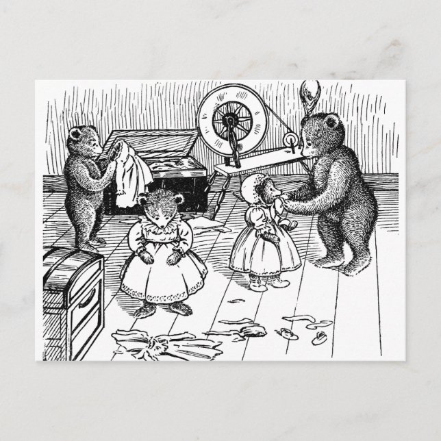 Teddy Bears Try On Clothes Postcard (Front)