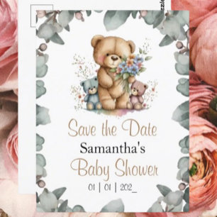 Teddy Bears Twins Watercolor  the Date Postcard