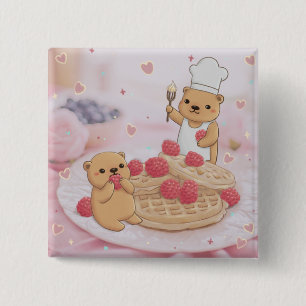 Teddy Bears & Waffles 15 Cm Square Badge