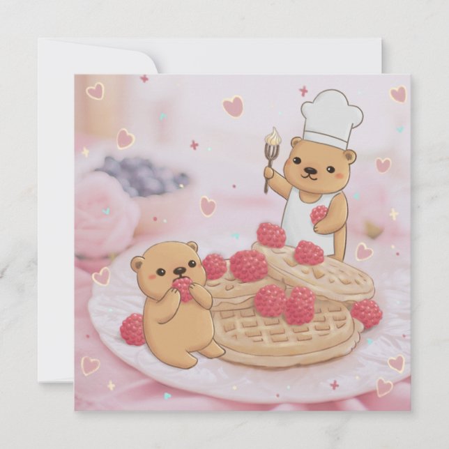 Teddy Bears & Waffles Holiday Card (Front)