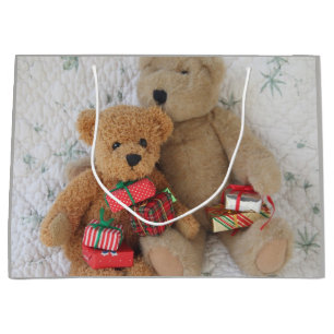 Teddy bears with Christmas gifts Large Gift Bag