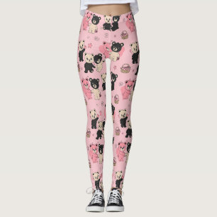 Teddy Bears with Hearts and Pink - Valentines (1) Leggings