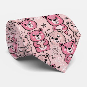 Teddy Bears with Hearts and Pink - Valentines (2) Tie