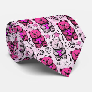 Teddy Bears with Hearts and Pink - Valentines (6) Tie