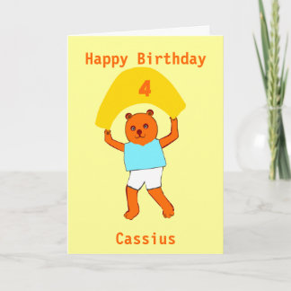 Teddy birthday add age name card