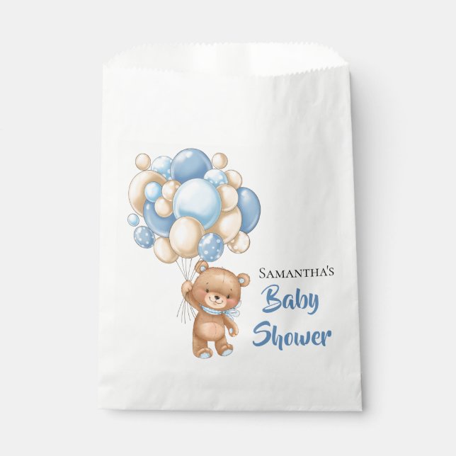 Teddy Boy Baby Shower -White Favour Bag (Front)