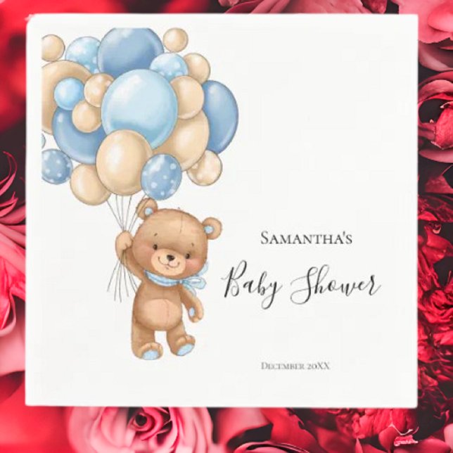 Teddy Boy Baby Shower -White Napkin (Planning A Party Is Fun When You Shop With Us. Find Everything You Need)