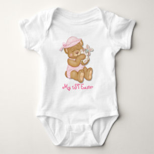 Teddy Girl 1ST Easter Baby Bodysuit