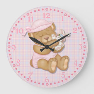 Teddy Girl Easter Large Clock