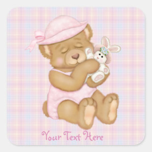 Teddy Girl Easter Square Sticker