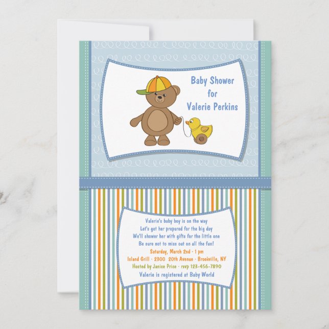 Teddy Guy Baby Shower Invitation (Front)
