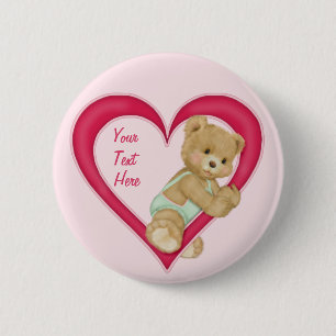 Teddy Heart - Customise 6 Cm Round Badge