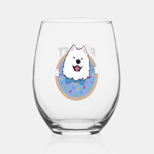 Teddy in a donut stemless wine glass