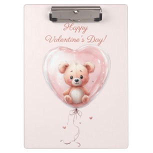 Teddy in Heart Balloon Valentines Design Clipboard