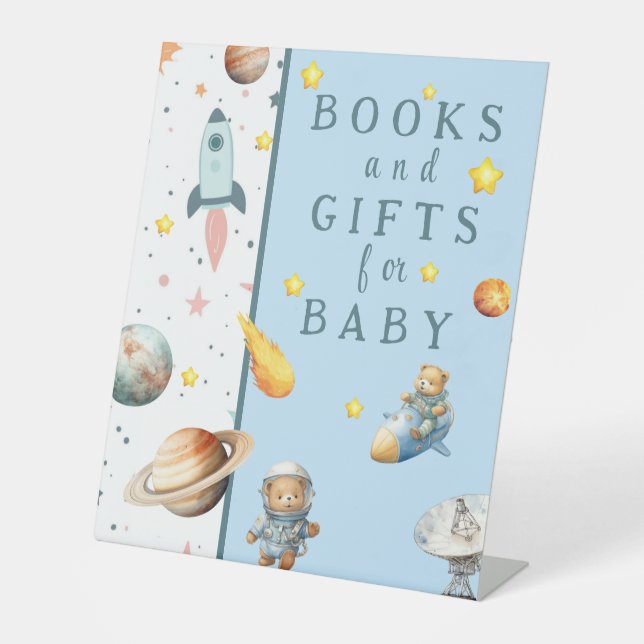  Teddy in Space - Books and Gifts for Baby   Pedestal Sign (Front)