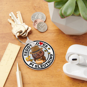 Teddy Loves PI Sleuthing for Honey Key Ring