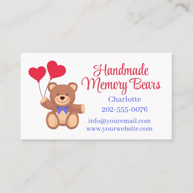 Teddy Memory Bear Business Card (Front)