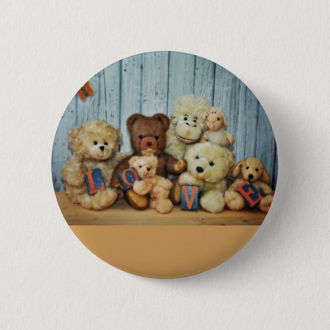 Teddy mit Freunde 6 Cm Round Badge (Front)