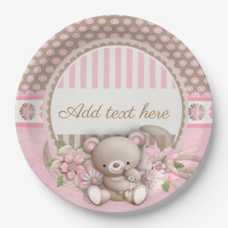 Teddy new baby paper plate