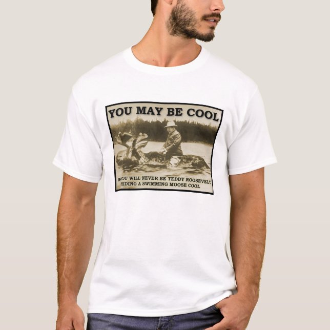 Teddy on a Moose Funny T-shirt (Front)