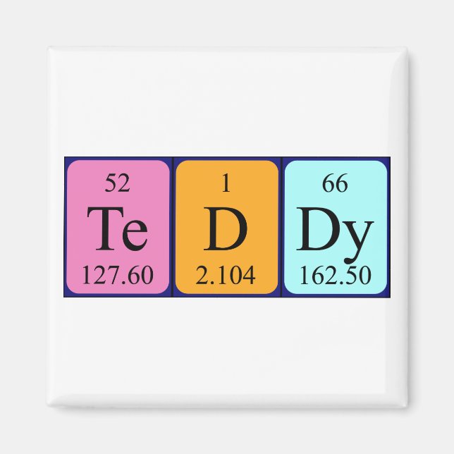 Teddy periodic table name magnet (Front)