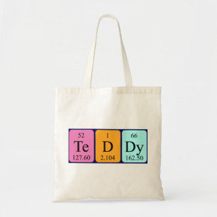 Teddy periodic table name tote bag