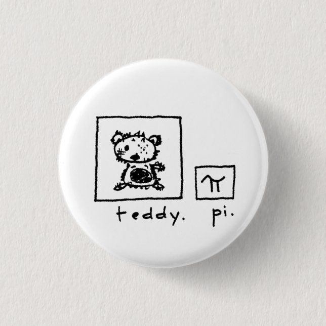 teddy + pi 3 cm round badge (Front)
