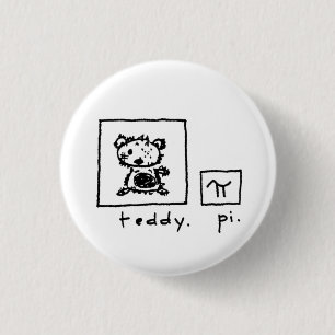 teddy + pi 3 cm round badge