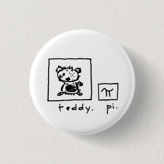 teddy + pi 3 cm round badge