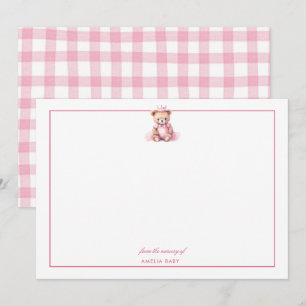 Teddy Pink bear Sweet Baby Shower note card