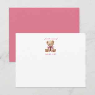 Teddy  Pink bear Sweet Baby Shower note card