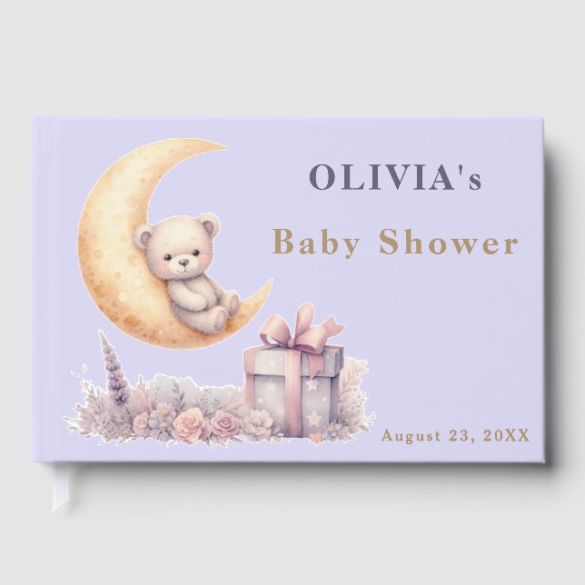 Teddy Pink Bear We Can Bearly Wait Collection Guest Book (Front)