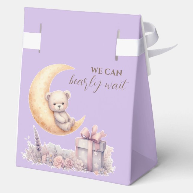 Teddy Pink Bear We Can Bearly Wait Favour Box (Back)