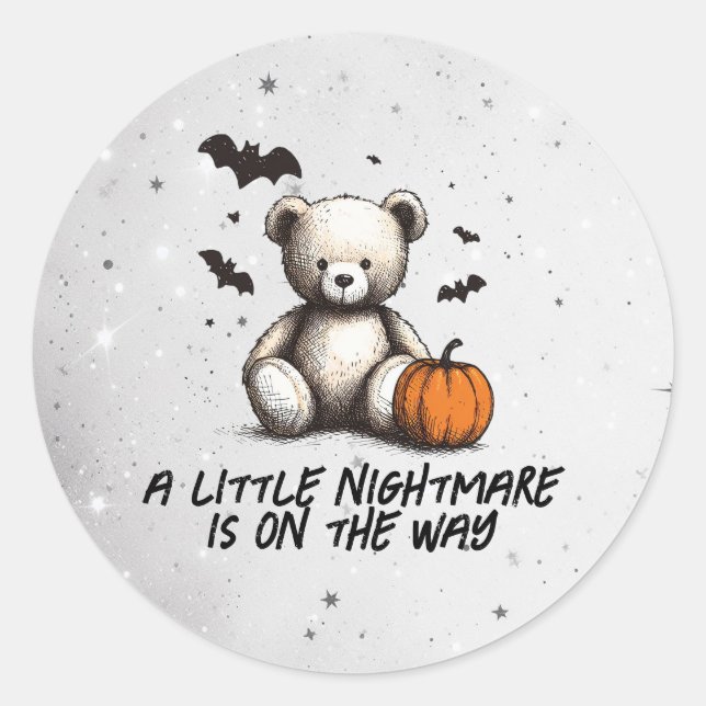 Teddy Pumpkin Baby Shower Classic Round Sticker (Front)