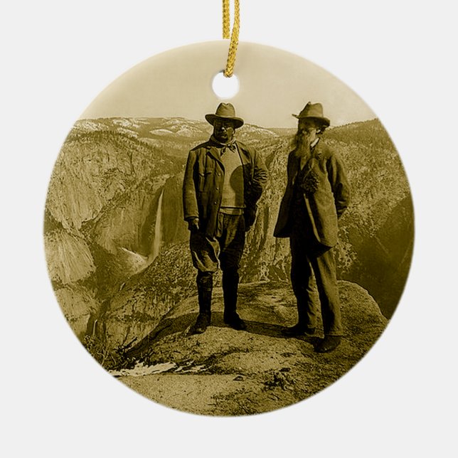 Teddy Roosevelt and John Muir at Glacier Point Ceramic Ornament (Front)