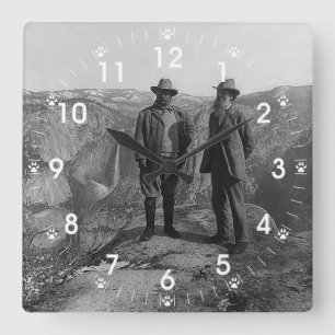 Teddy Roosevelt and John Muir  in Yosemite Square Wall Clock