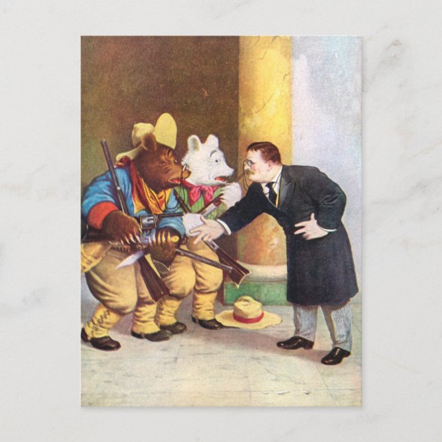 Teddy Roosevelt and the Roosevelt Bear Cowboys Postcard (Front)