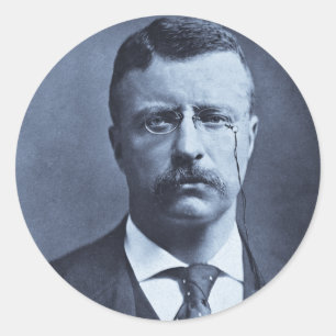 Teddy Roosevelt Vintage Glass Magic Lantern Slide Classic Round Sticker