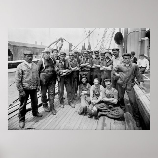 Teddy Roosevelt with Crew, early 1900s Poster (Front)