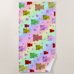 teddy,teddy bear, pastel, child + pattern, baby, r beach towel