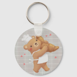 Teddy the Baker with Croissant Key Ring