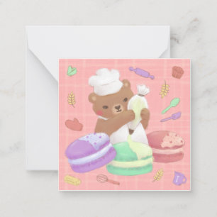 Teddy the Baker with Macarons Card